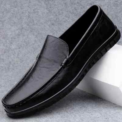 Men's Casual Loafers Genuine Leather Moccasins Breathable Flats Slip on Shoes