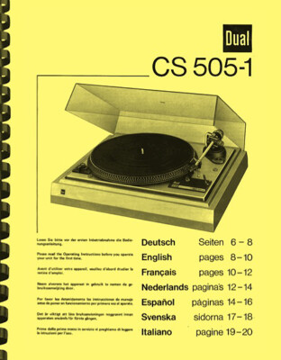 Dual CS 505-1 Turntable OWNER'S MANUAL and SERVICE MANUAL