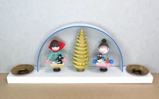 RARE Vtg Erzgebirge German Wood Arch Candle Holder Christmas Tree Children Gifts