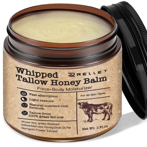 Beef Tallow and Honey Balm for Skin : Grass Fed Whipped Beef Tallow With Hone
