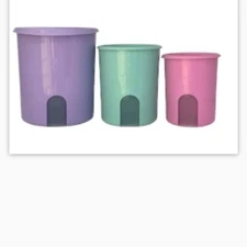 New Tupperware Three piece one touch canister set