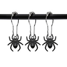 Spider Shower Curtain Hooks Rings Halloween Bath Decor Stainless Steel 12 Set