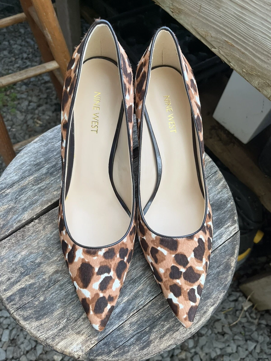 NWOB Nine West Pump Shoes Jackpot Cheetah Leather Cow Fur sz 10M