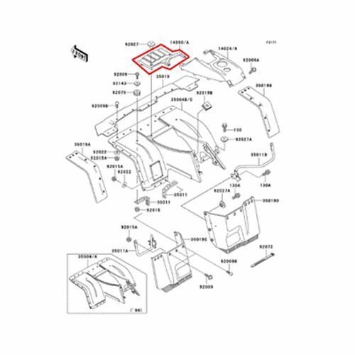 OEM Kawasaki Bayou 300 4x4 Front Center Hood Fender Panel OEM Kawasaki Bayou 300 4x4 Front Center Hood Fender Panel