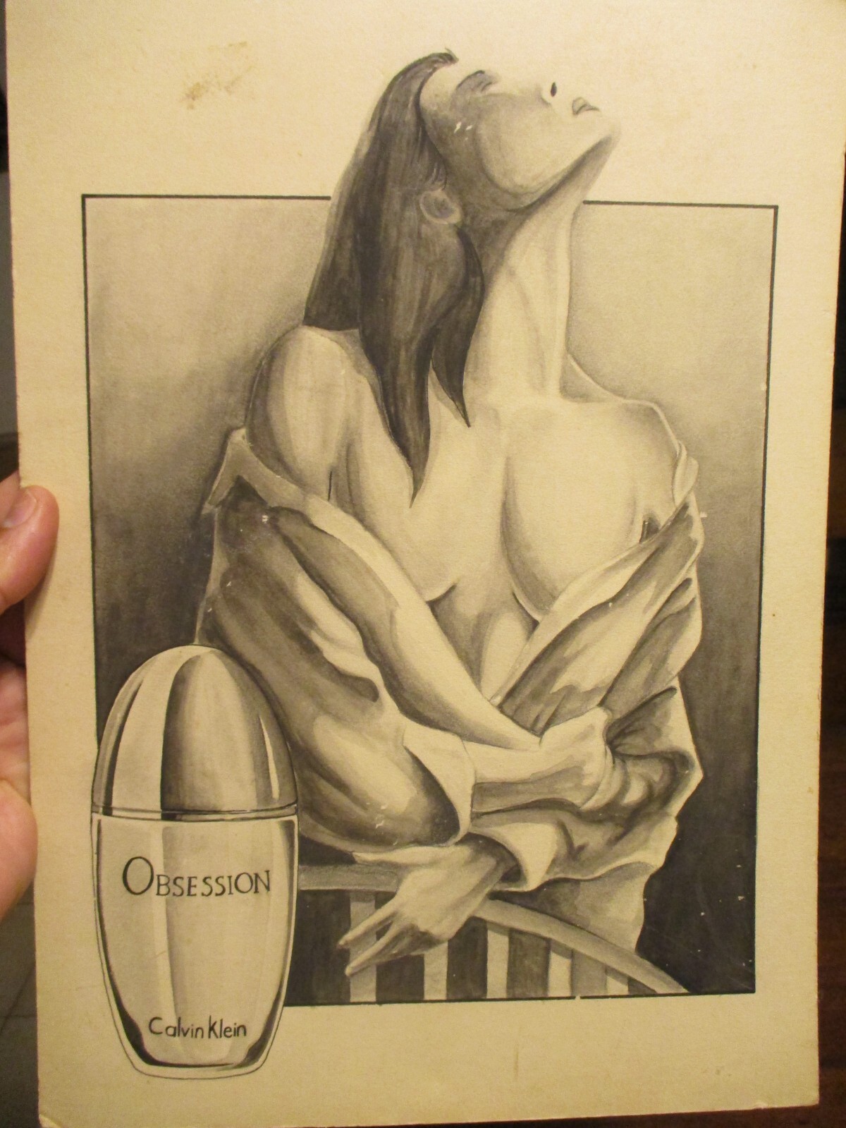 OBSESSION CARDBOARD CALVIN KLEIN ADVERTISING ORIGINAL STORE CARDBOARD RARE SIGN thumbnail 4