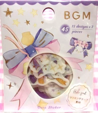 BGM / Ribbon Bell Design Masking Washi Paper Flake Sticker / Japan 45 pieces