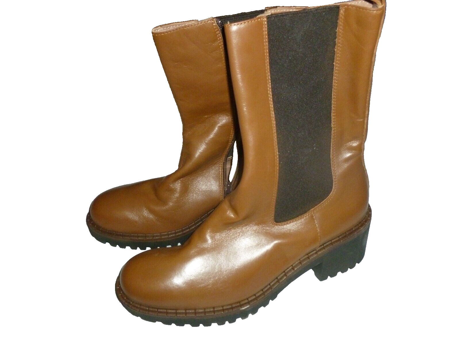 SAOLA NUOVI stivali donna Romagnoli pelle marrone zip scarpe suola strappo tg 9 made in Italy