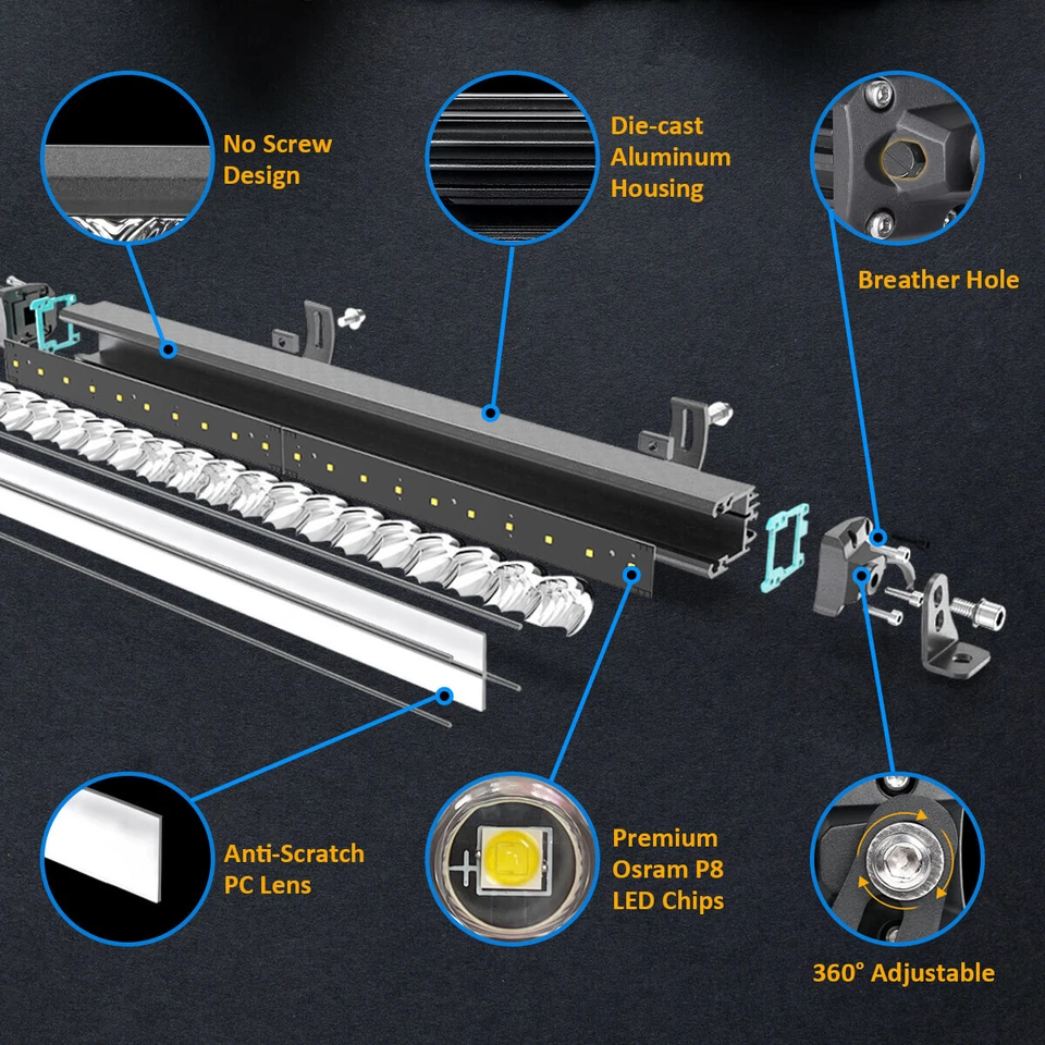 22 Inch LED Light Bar Driving for Hyundai Tucson Veloster Flood Spot Combo Lamp - Image 2 of 4