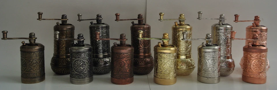 Set of 2, Turkish Black Pepper Grinder, Manual Hand Mill 4.3" / 3.2" Height  - Image 3 of 4