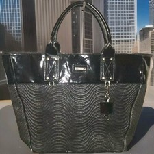Versace Perfume Large Tote Bag Black Patent Trim