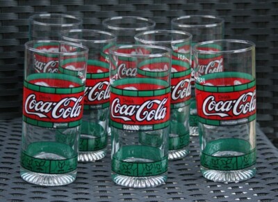 8 Coca Cola Tiffany Style Gläser 0,2 Liter, Nostalgie, 80er Jahre, guter Zustand