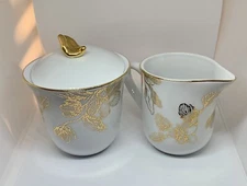 Avon Expressions Cream & Sugar Set 2007 18K Gold Embossed