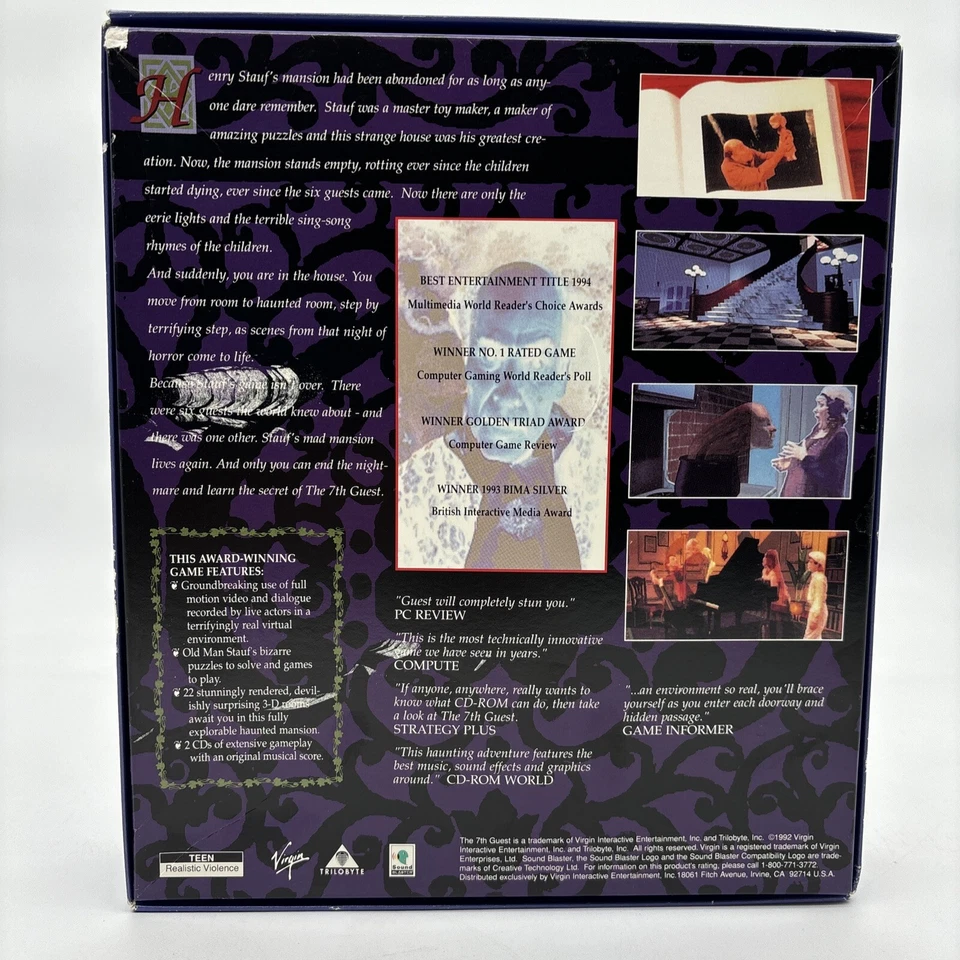The 7th Guest & The 11th Hour Vtg Big Box Horror PC Game Lot Open Box Sealed CDs - Image 3 of 4