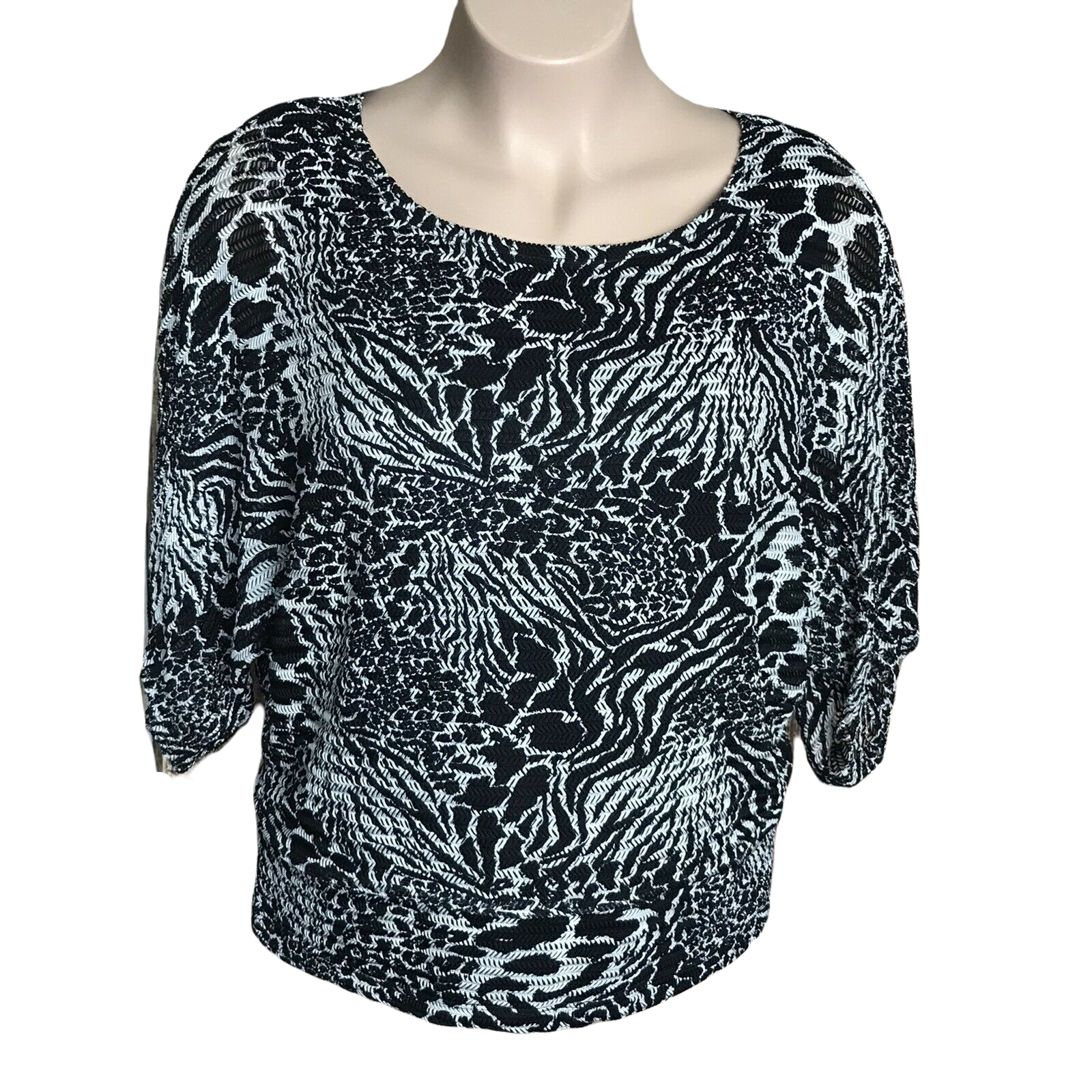 Cato Cute Blouse Shirt ~ Sz XL ~ Short Sleeve ~ Black & White ~ Lined