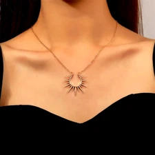 Sun Flower Pendant Necklace Gold Plated Clavicle Chain Fashion Jewelry Golden