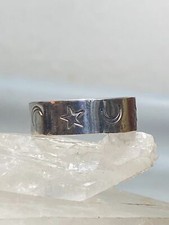 Stars Moon ring celestial band sterling silver women men