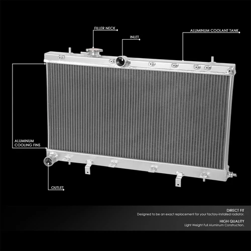Aluminum Radiator For 2000-07 Subaru Impreza WRX EJ20 EJ25 2.0L 2.5L 4Cyl AT/MT - Picture 2 of 6