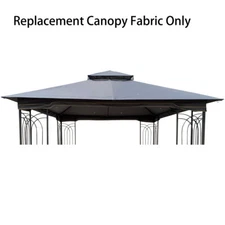 10x10 Ft Patio Double Roof Gazebo Replacement Canopy Top Fabric, Gray
