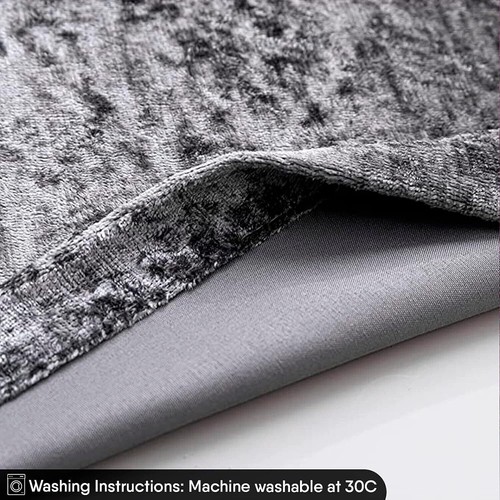 Luxury Fully Lined Eyelet Ring Top Ready Made Crushed Velvet Pair Of Curtains - Picture 3 of 19