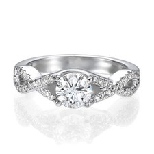1 1/4 CT Dazzling Diamond Engagement Ring Round Cut H/SI2 14K White Gold