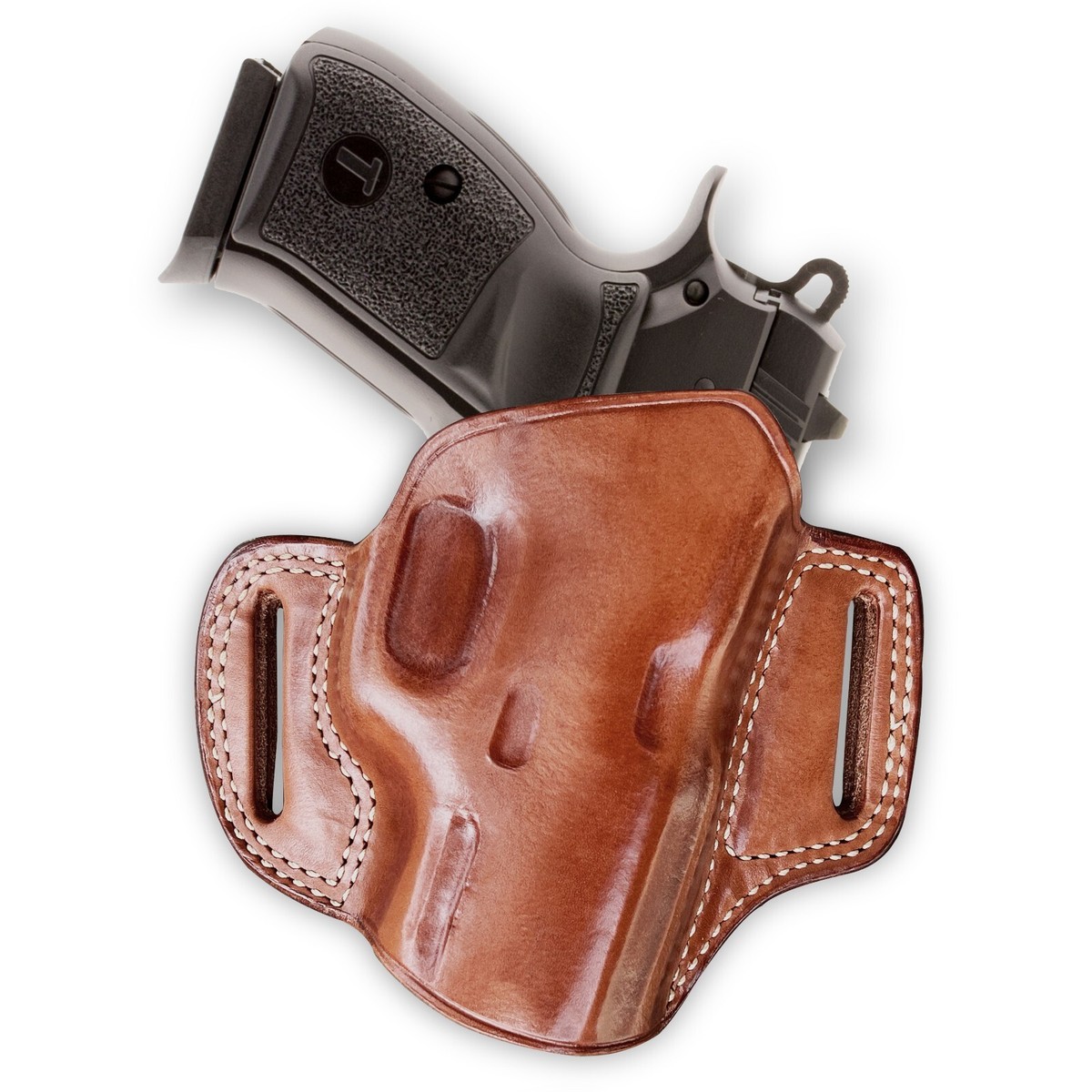 Leather OWB Pancake Holster Open Top Fits, Canik Tri Star P100 9mm