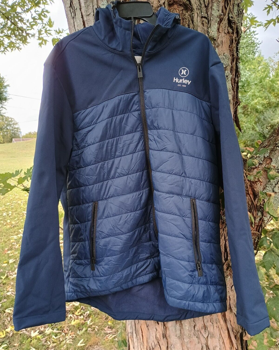 Hurley Men's Size XL Blue Softshell Wind Resistant Hooded Jacket