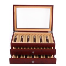 34-Slot Fountain Pen Display Box Wooden Collector Storage Organizer 3 Layer Box~