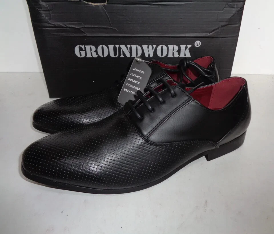 Mocasines mocasines inteligentes informales formales de cuero para hombre Groundwork zapatos de trabajo Foto 4 de 4