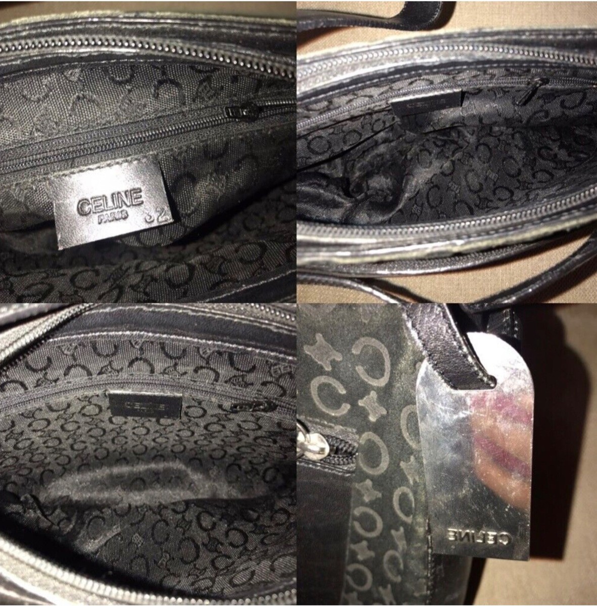 Celine Original Vintage 90's Black Suede Leather C Logo
