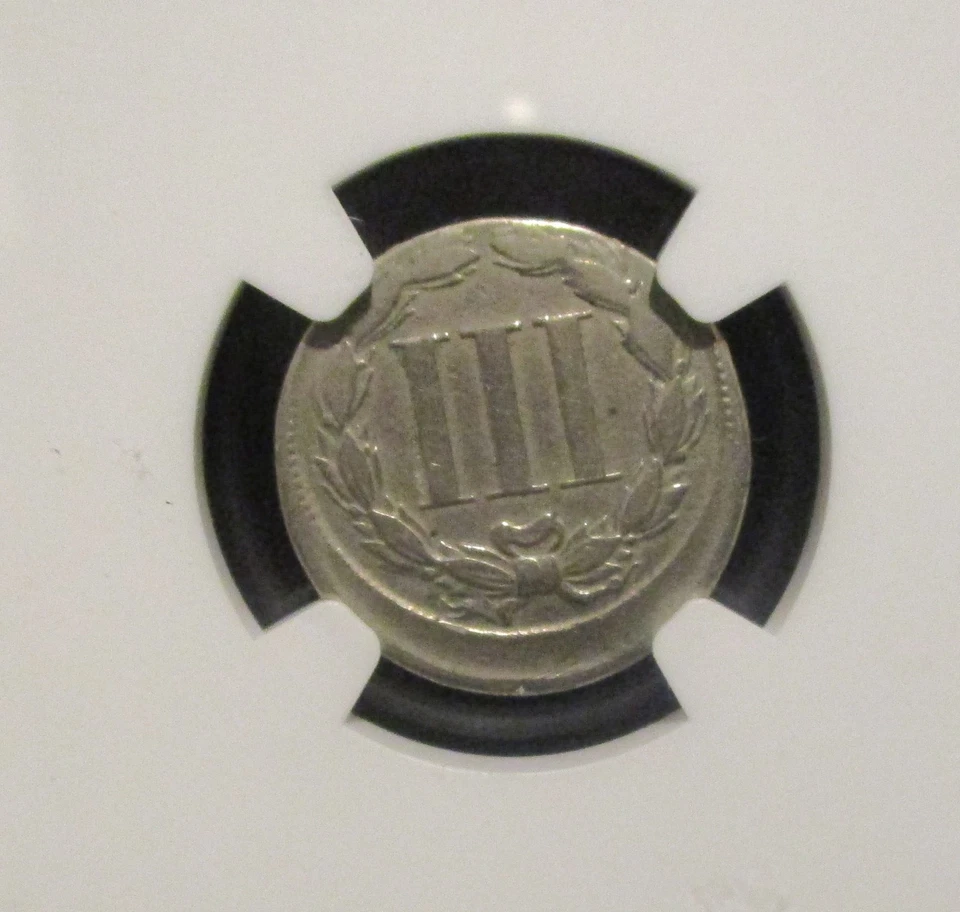 1865 III Cent Nickel - NGC Mint Error XF 40 - Struck 10% Off Center    ENN COINS - Image 4 of 4