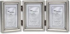Frame Beaded Border Design, 2.5x3.5 Triple, Pewter
