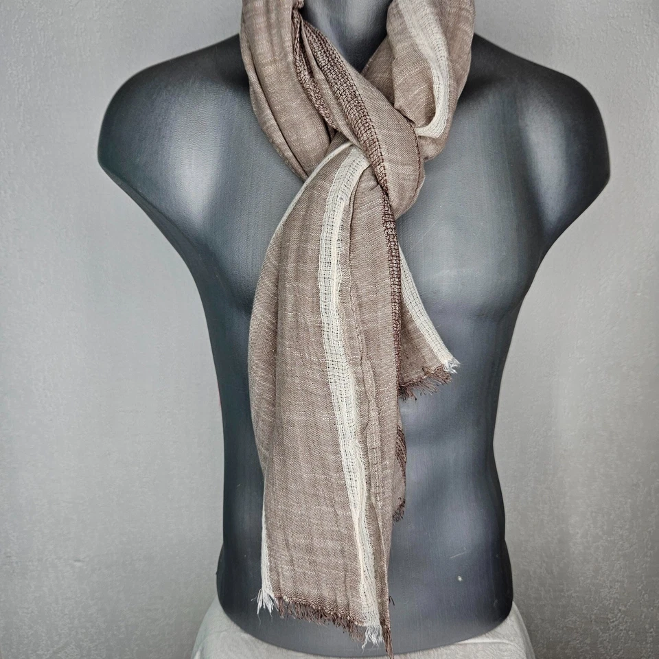 Echarpe Chèche tendance homme femme motif rayures 100% coton décontracté - Photo 3/4