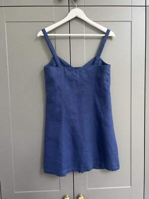 ZARA Blue Navy Buttoned V-neck Linen Mini Dress With Straps XS | eBay ZARA Blue Navy Buttoned V-neck Linen Mini Dress With Straps XS | eBay