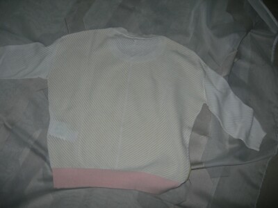 Pull KOOKAI Léger écru Avec Motifs Brillants Jaune Et Rose - Manches 3/4 - Taille 0