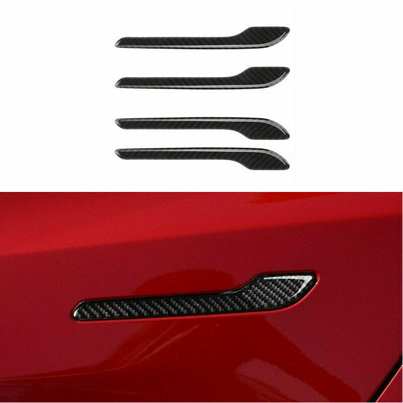 Auto car Carbon Fiber door handle sticker cover Trim Protector for Tesla Model 3