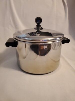 Farberware 4 Qt Stock Pot 18/10 Stainless Steel W/ Lid USA Beautiful Pre-owned 