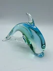 VTG Hand Blown Glass Dolphin V.NASON&C. Murano Italy Horchow Teal/Aqua w/Tag