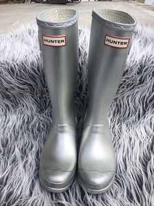 silver rain boots