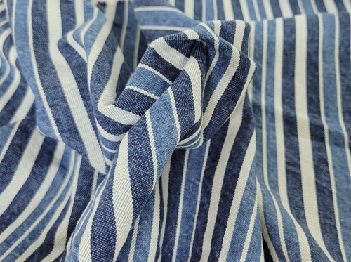 Tissu denim 100% coton by the Yard fil teinture bleu blanc rayures 390GSM 11/24