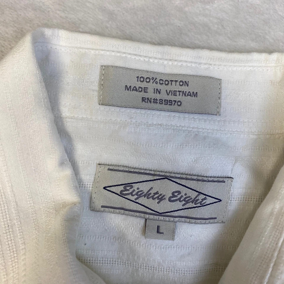 Eighty Eight Mens Button Up Shirt Long Sleeve Cross Wings Graphic Print L White - Image 3 of 4