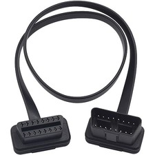 OBD2 Cable 16Pin Extension Cord 2FT/60cm, Flat Slim OBD II Female to Male