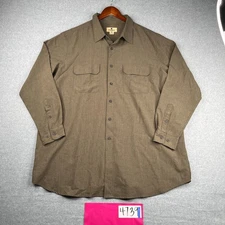Woolrich Shirt 2XLT Brown Lightweight Roll Tab Sleeve Button Up Pocket Mens