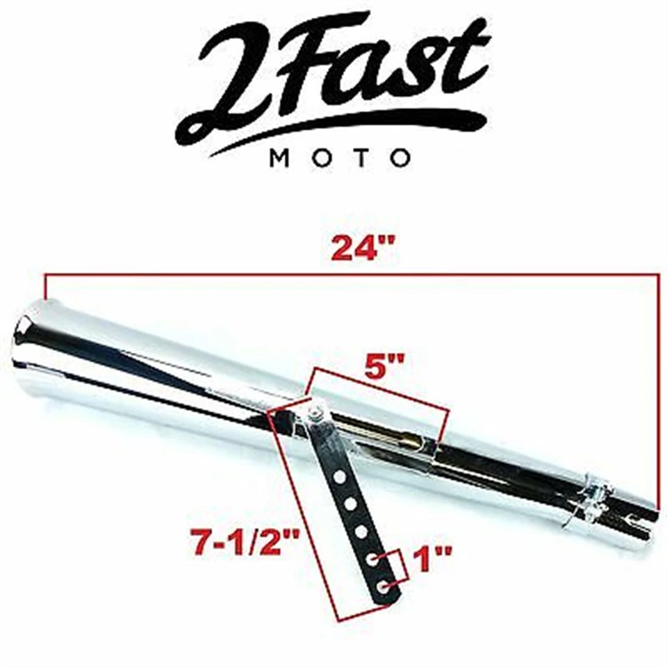 2FastMoto 24" Cromo Barrido Lado Izquierdo Megáfono Silenciador Café Racer 2fm-80-84015 Foto 2 de 4