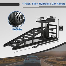 5Ton 11000Lbs 1X Heavy Duty Steel Auto 2 in 1 Hydraulic Car Ramps Height 10"-15"