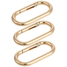 3Pcs Gold Carabiner Clip, Stainless Steel Gold Keychain Clip, Oval Spring Ring 