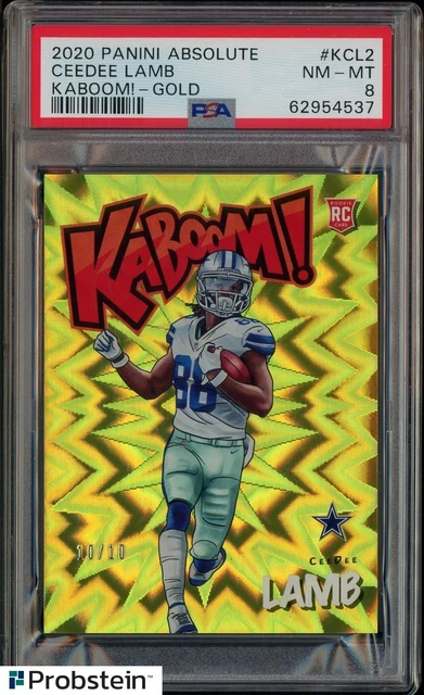 2020 Panini Absolute KABOOM! Gold #KCL2 CeeDee Lamb RC Rookie 10/10 PSA 8