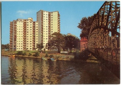 AK BERLIN TEGEL Tegeler See Sechserbrücke und Hochhäuser 1972