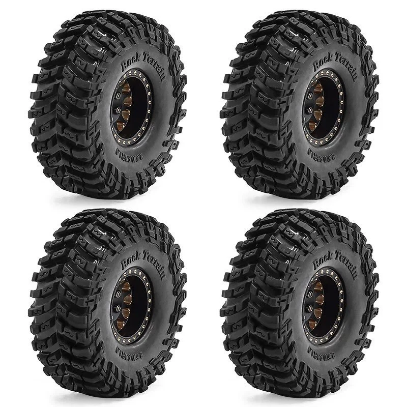 4PCS Brass 1.0 Tires Beadlock Wheel Rims Set for 1/24 RC Crawler Car Axial SCX24 - Image 2 of 4