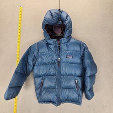 Patagonia Jacket Kids 5T Blue Down Puffer Hooded Insulated Full Zip Winter Coat