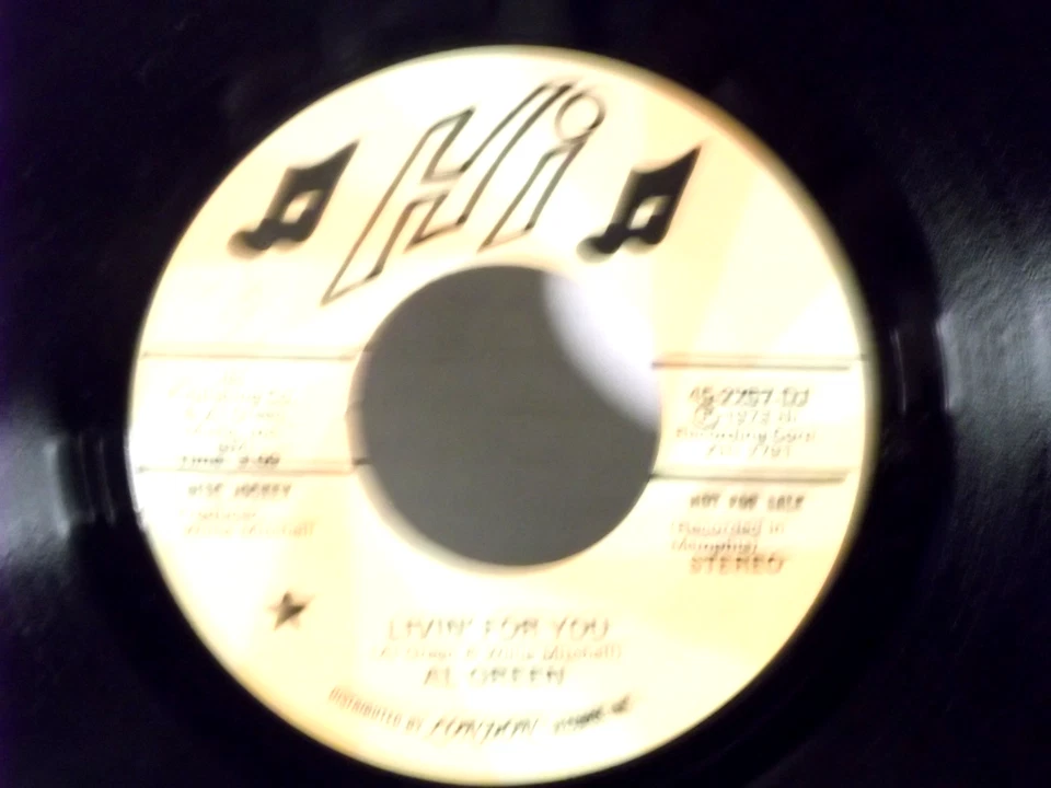 Al Green,HI 2257 DJ,"Livin' For You"US,7"45,1975 PROMO hit sweet soul classic,M- - Image 2 of 2